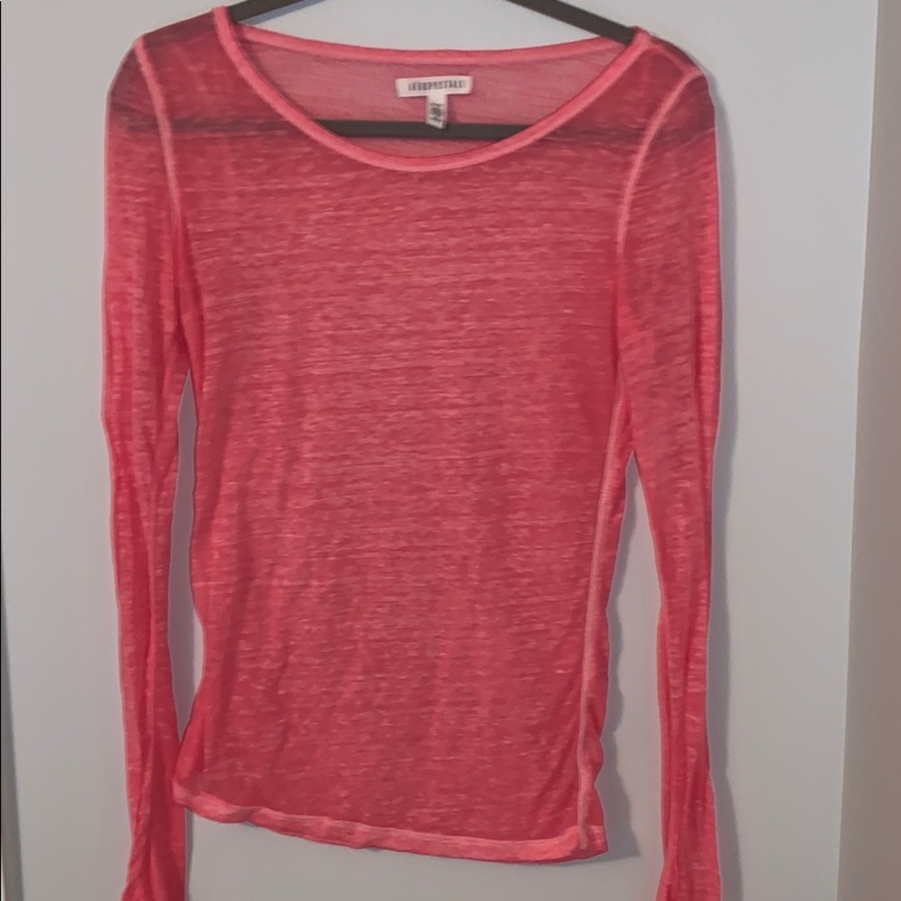 !!MUST GO 1/5!! Pink Sheer Long-Sleeve Tee